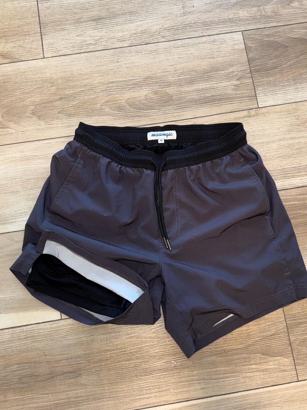 macompolo Men's Charcoal Athletic Shorts with Elastic Waist
